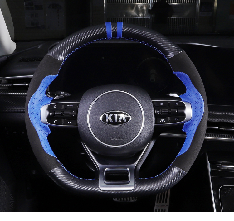 

DIY hand-stitched leather steering wheel cover For Kia K5 modified sports grip cover special interior decoration