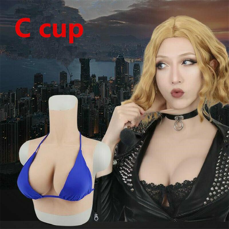 

Women's Shapers Half Body C Cup Silicone Fake Breast Form Top Quality Soft Boob Skin Crossdresser Transgender Queen Transvestite Mastectomy, C cup natural