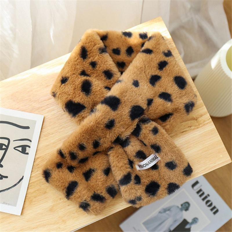 

Scarves Female Easy To Wear Winter Cute Black And White Cow Spots Thick Warm Plush Scarf Leopard Dot Cross
