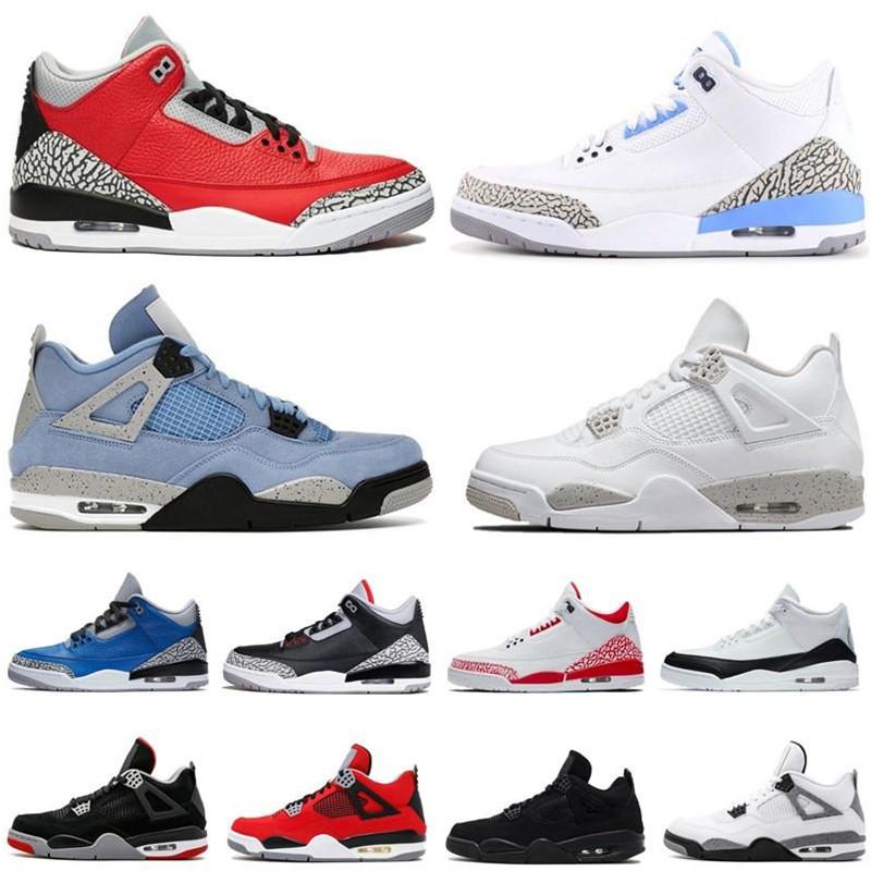 

Men Basketball Shoes 3 3s Jumpman Varsity Royal Bred Women Black Cement Retro 4 4s University Blue White Oreo Woman Sports Mens Sneakers Trainer With Box, #26
