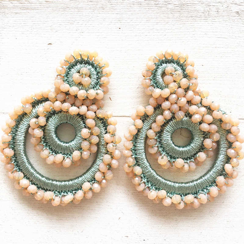 

Bohemian hand-made crystal large ladies pendant earrings party birthday gift fashion jewelry whole