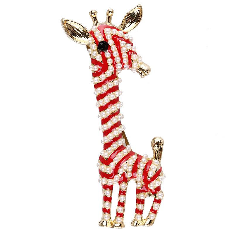 

Pins, Brooches Pearl Enamel Giraffe For Women Cute Rhinestone Animal Brooch Pin Men Suit Accessories Fashion Jewelry Year Gift