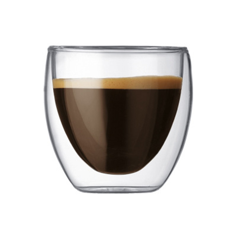 

Crystal Mugs 80ML Double Wall Glass Cup Transparent Handmade Heat Resistant Tea Drink MINI Mugs 100 centigrade Espresso Coffee Cups, Clear