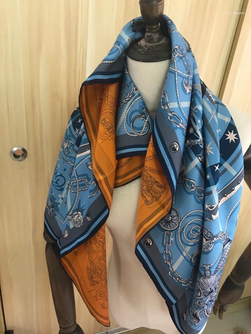 

Arrival Spring Classic Skull Pattern 100% Pure Silk Scarf Twill Hand Made Roll 90*90 Cm Shawl Wrap For Women Lady Gift1