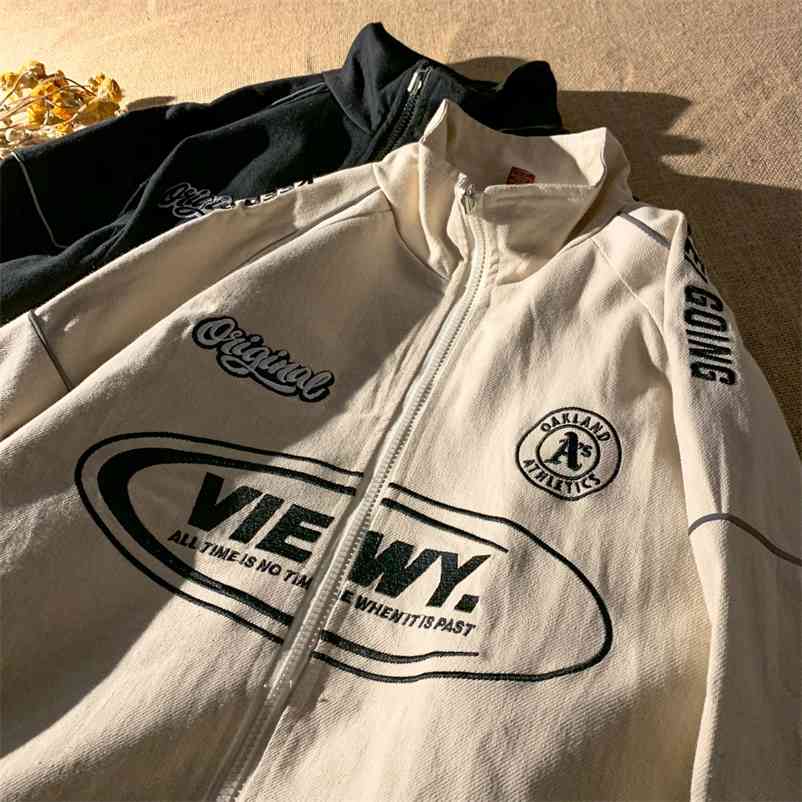 

spring baseball uniform loose street Harajuku oversize jacket men and women couples reflective jacket ladies tops 210722, Gray