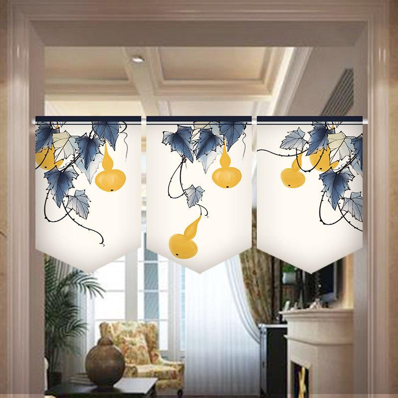 

Curtain & Drapes Chinese Triangle Flag Window Partition Kitchen Bedroom Study Decorative Fengshui Hanging Half Short Curtains, Color 2