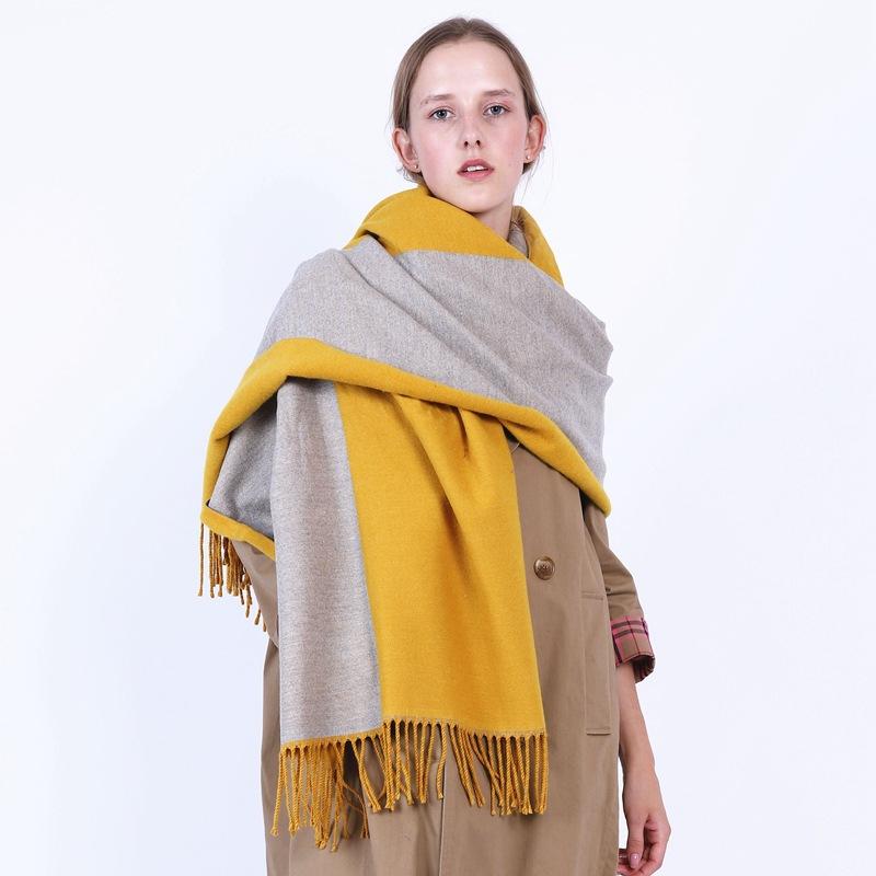 

Scarves Winter 2021 Korean Woman Scarf With Cashmere Colour And Thickening Thermal Preservation Two-sided Lady Shawl Couple, Blue;gray