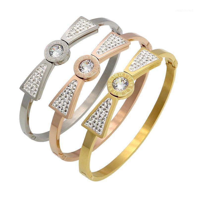 

Roman Word With Drill Butterfly Bracelet Buckle Opening Titanium Steel Stainless Jewelry Bangle