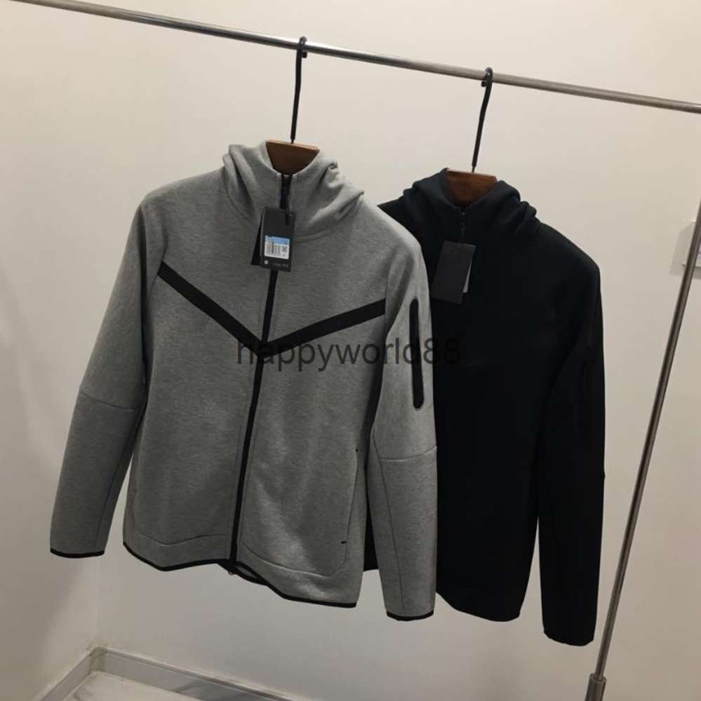 

European American style men's sports hooded jacket TECH FLEECE casual knitted full-length zipper cardigan hoodie CU4490, Black