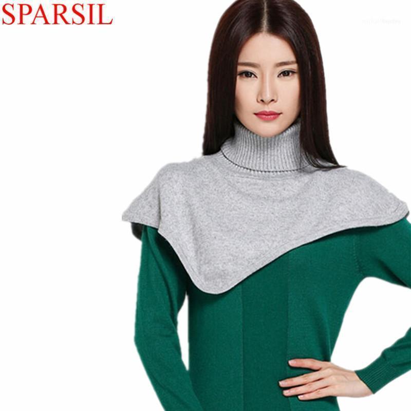 

Sparsil Women Winter&Autumn Turtleneck Cashmere Blend Pullover Knitted Cape Ring Scarves Solid Color Warm All-Match Bufandas C891
