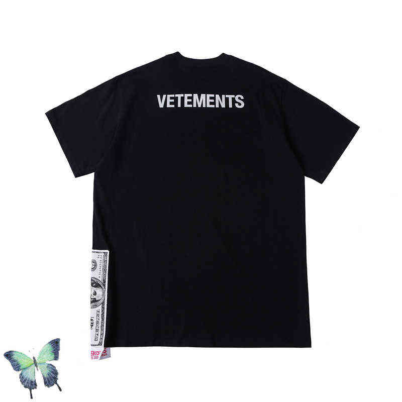 

Reflective Vetements T-shirt Men Women Banknote Dollar Vetements T Shirt High Quality Inside Tag AA220302