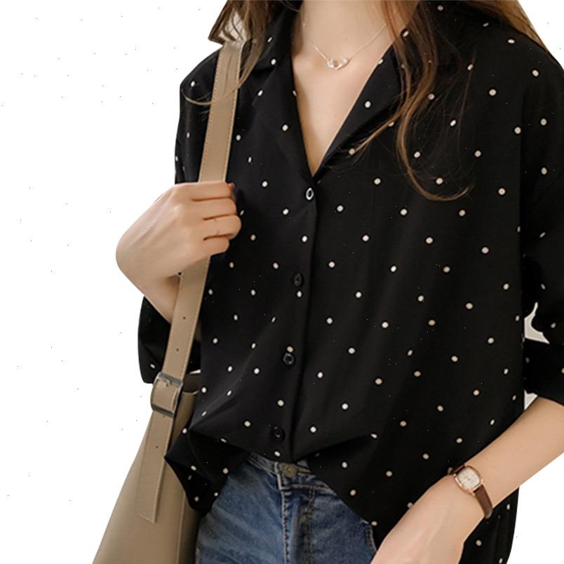 

fashion womens women blouses spring fall casual polka dot chiffon shirt female long sleeve bottoming, White