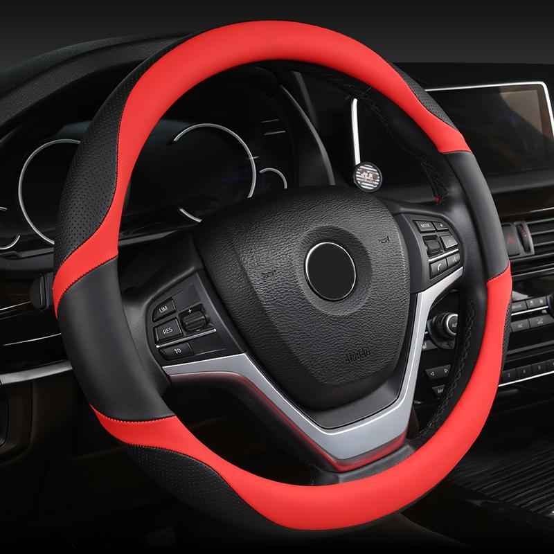

Steering Wheel Covers Microfiber Leather Braiding Cover On The 38CM Car Styling Universal