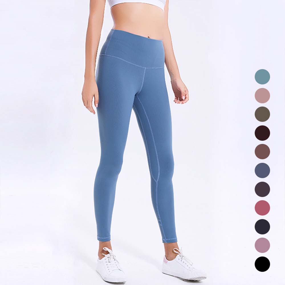 

Solid Color Women Yoga Pants Shaping High Waist Sports Gym Wear Leggings Elastic Fitness Lady Overall Full Tights Workout Size XS-XL, With logo(lulu)