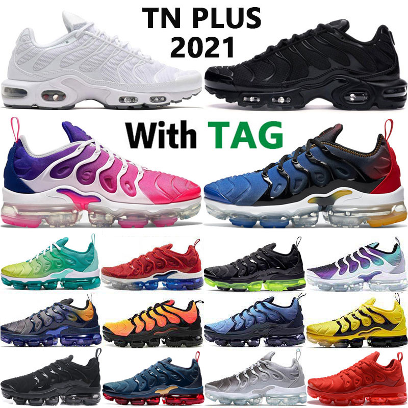 

2021 Cushion OG TN Plus Men Running Shoes Gradients Blue Triple White Black Sunset Womens Trainers Vapor Run Maxes Sneakers
