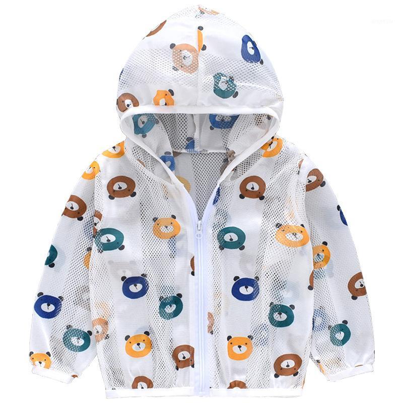 

Jackets Summer Sunscreen Hooded Jacket For Boys Girls Cartoon Breathable Mesh Kid Coat Air-Conditioned Rooms Prevent Colds Baby Clothing, Blue;gray
