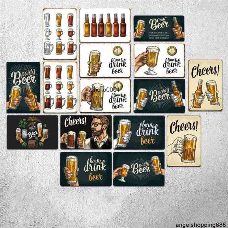 

2021 Beer vintage painting bar Plaque 20x30cm Vintage Tin Wall Decor for Bar Pub Club Metal Signsa