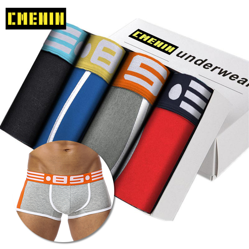 

4Pcs Men Boxers Underwear Boxer Striped Cotton Sexy Men Underwear Mens Underpants Male Panties Cotton Boxershorts Soft, (2)bs140(2)bs144