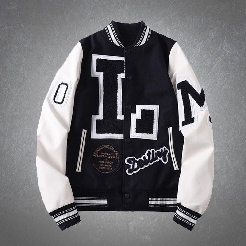 

Men's Jackets Bomber Baseball Uniform Jacket Mens Letter Embroidered Patchwork Coats Hip Hop Harajuku Streetwear Couples College Style, Blue