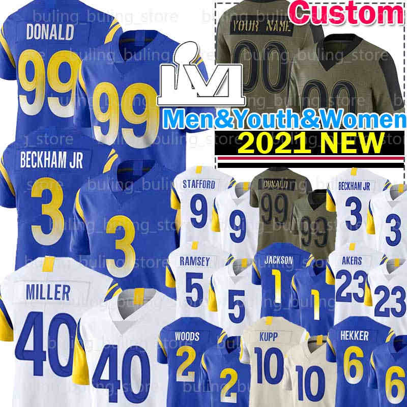

3 Odell Beckham Jr 9 Matthew Stafford Football Jersey 10 Cooper Kupp Von Miller Aaron Donald Cam Akers Robert Woods Jalen Ramsey Van Jefferson Higbee Andrew Whitworth, Custom men jersey(g y)