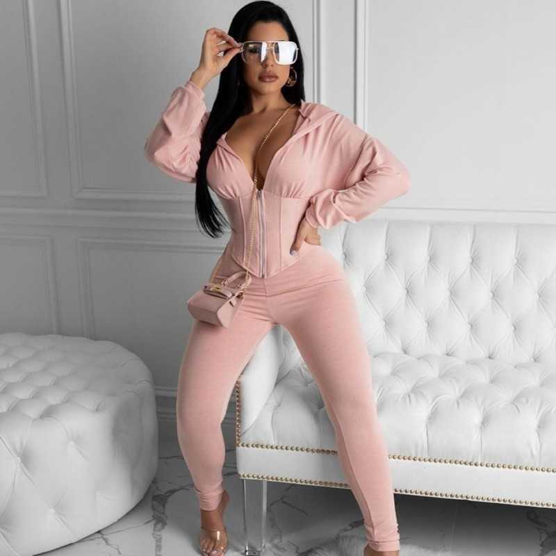 Two Piece Women's Sets Tracksuit Women Festival Clothing Fall Winter Top+Pant Suits 2 Piece Club Outfits Matching Sets