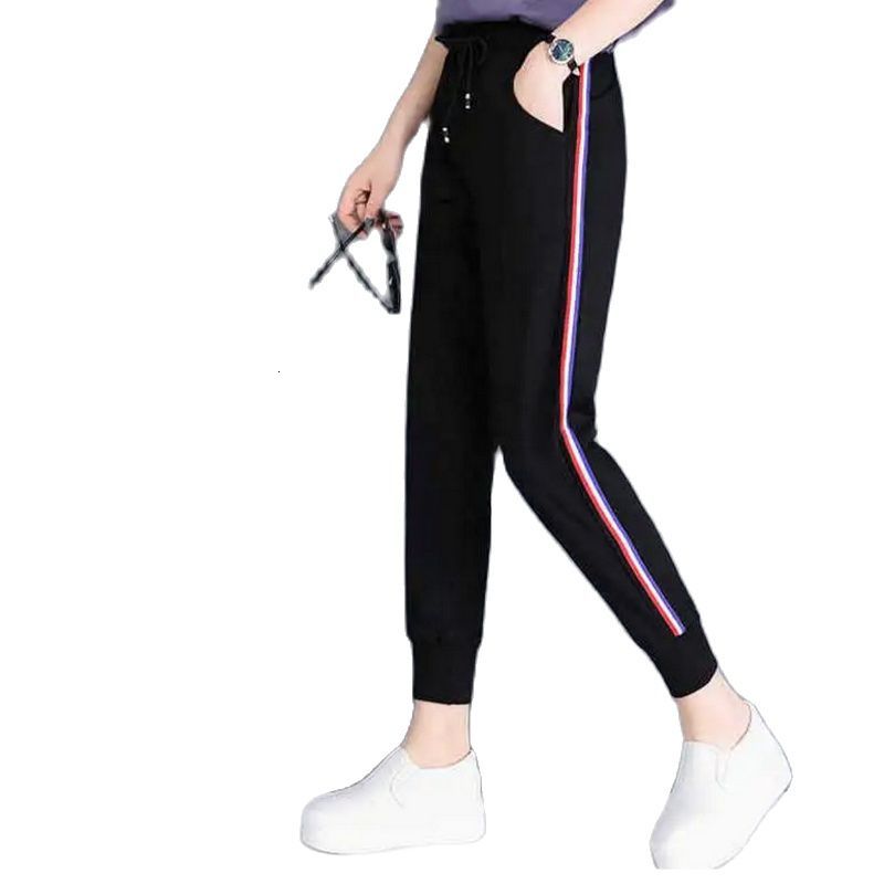 

men's pants women's clothes, sweatpants with three stitches, women's fashions, summer, fine, spring and autumn, breathable, f, Black