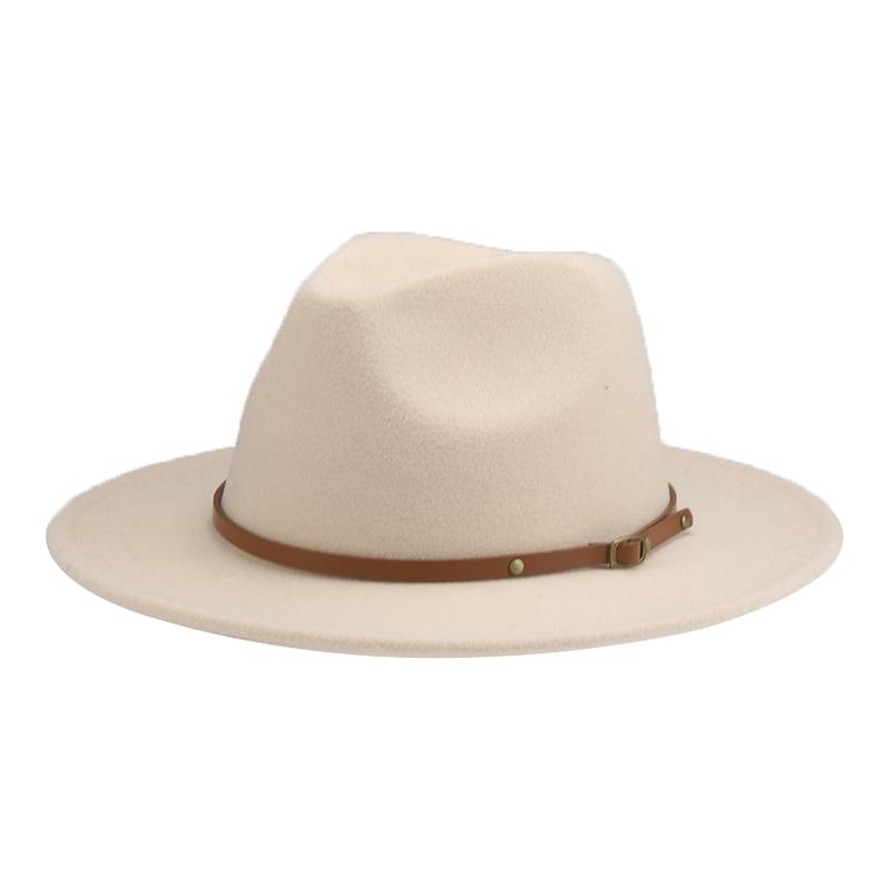 

New Fashion Wide Brim Hats Women Solid Panama Belt Band Classic Formal Wedding Decorate For Men Camel Khaki Fedora Sombreros De Mujer, Red