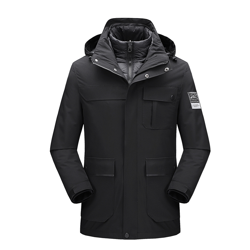 

Autumn and winter new detachable liner three in one down stormsuit outdoor windproof waterproof thickened warm coat, Female ivory