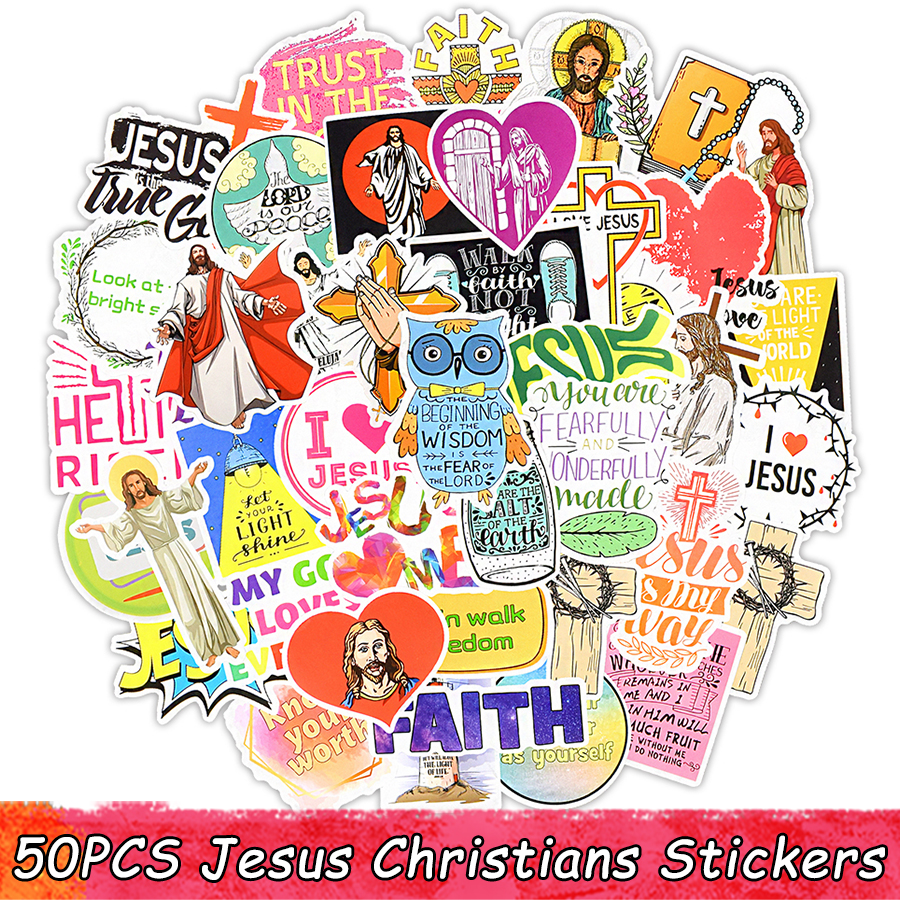 

50 PCS Jesus Christians Prayer God's Blessing Stickers Gifts for Bible Journaling Scrapbook Guitar Laptop Waterbottle Stickers Decal Vinyl