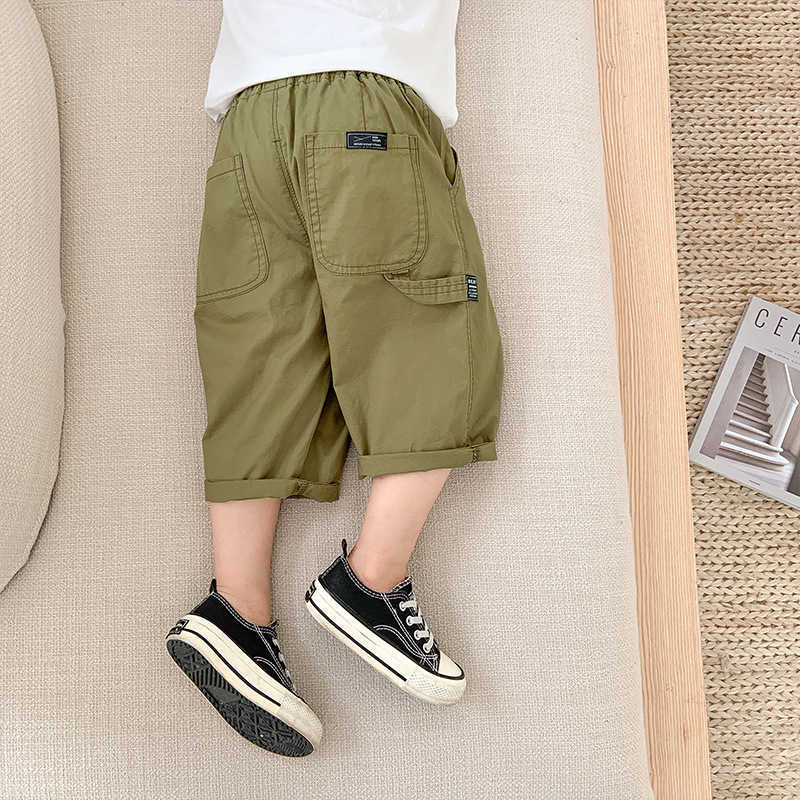 

Boys summer Thin casual calf length pants Korean style kids pockets loose all-match cargo 1-6Y 210615, Khaki