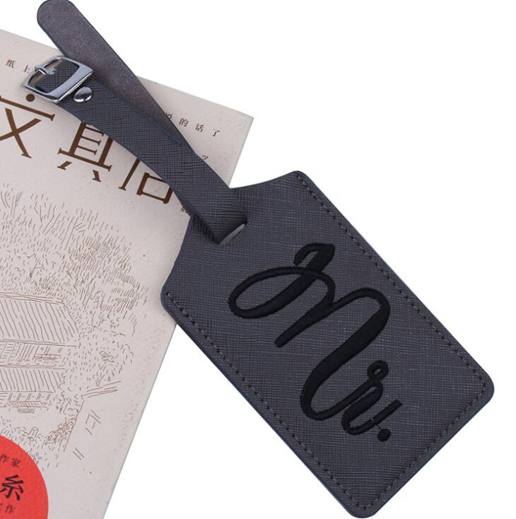 

20pcs Luggage tags Travel Accessories Personal Style MR&MRS Embroidery Printing Pu Suitcase ID Addres Holder