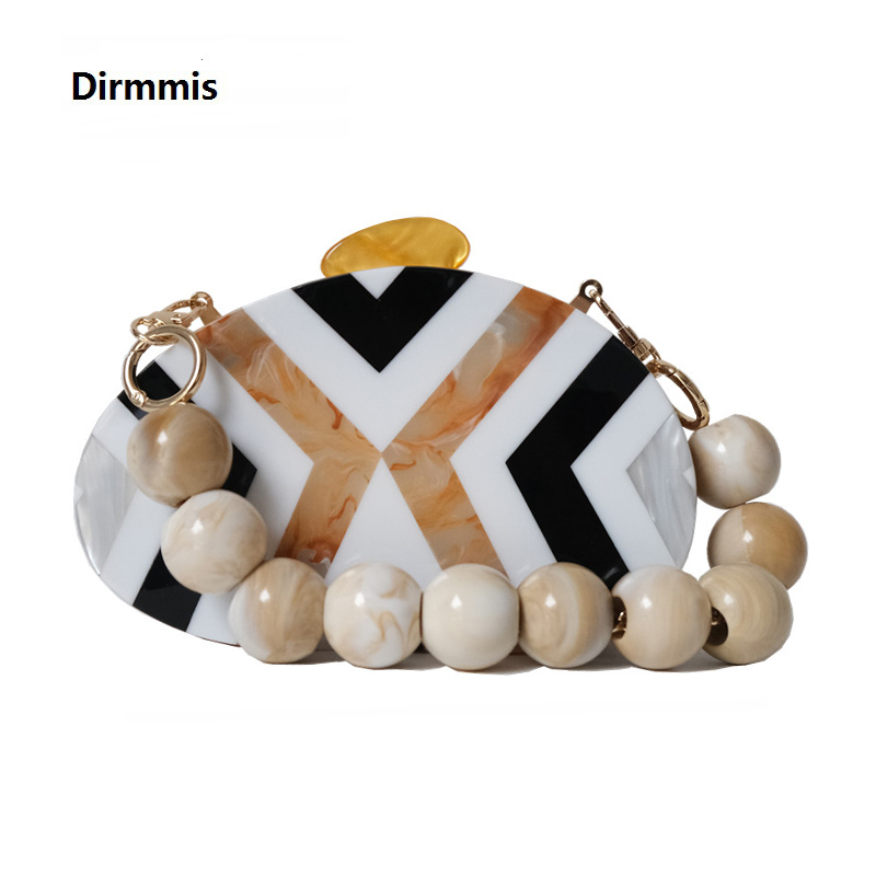 

Fashion New Women Messenger Bag Wedding Handbag European Elegant Black White Striped Evening BagsAcrylic Cute Bead Casual Clutch, As pic