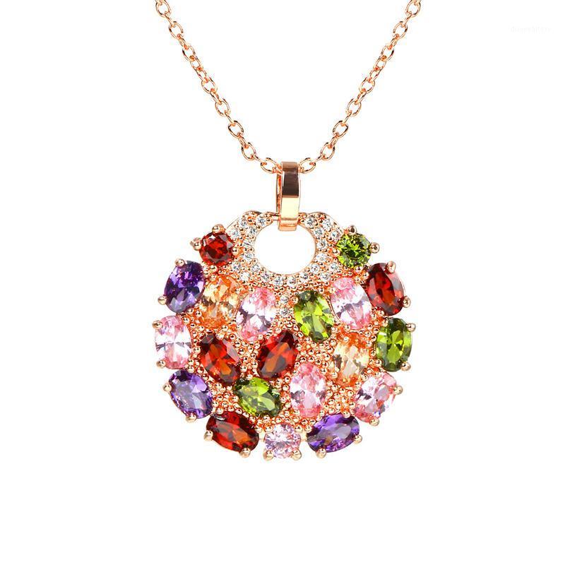 

Bettyue Fascinating Round Design Necklace With Colorful Zirconia Women Elegant Decoration Gorgeous Jewelry In Banquet Gift Chains