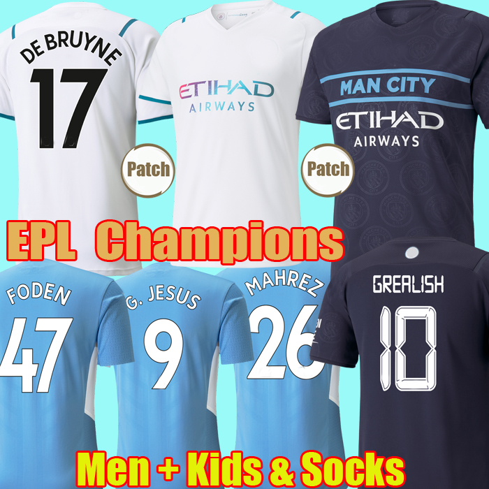 

2021 Manchester Soccer jersey Ronaldo GREALISH G. JESUS MAN CITY STERLING FERRAN DE BRUYNE FODEN RUBEN MENDY MAHREZ maillot camiseta football shirt men kids kit, Kids away