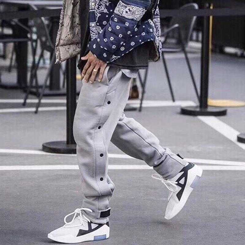 

19FW FOG Fear Of God Dark Buckle Sweatpants Gray Track Pants Vintage Street Casual Trousers Men Women Sport Pants HFYMKZ174, Black