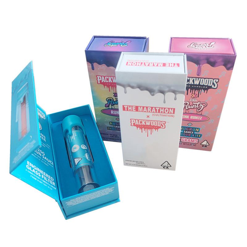 

Packwoods Packing tube prerolled glass tubes bottle with stickers strip and colorful silicone caps magnetic gift box packaging kit