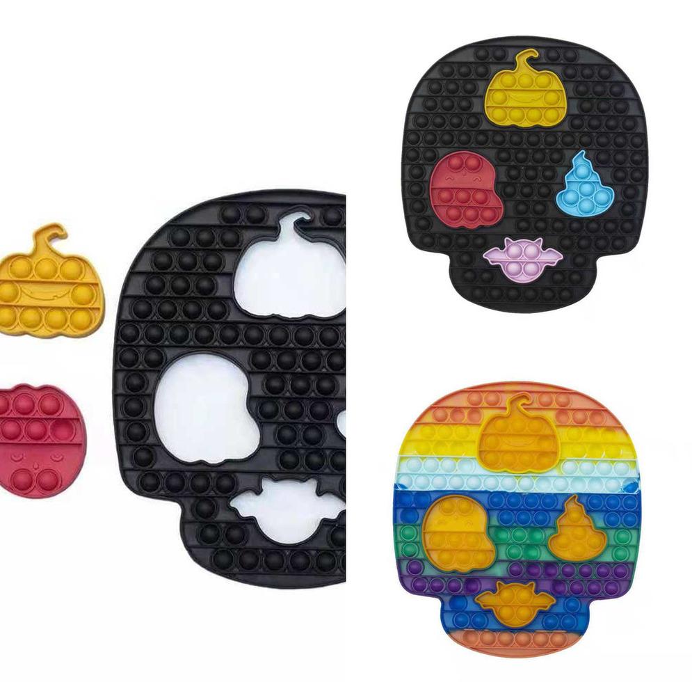 

Halloween Skull Pumpkin Ghost Push Pop Fidget Toys 30cm Large Size Sensory Bubble Popping Puzzle Cartoon Finger Board Game Kids Children Early Learning Gift