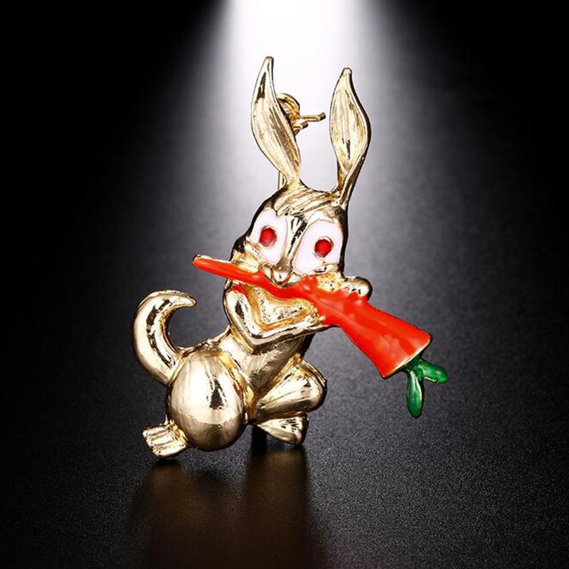 

Pins, Brooches Fashion Enamel Eating Carrots Vintage Animal Brooch For Women Lady Suit Scarf Dress Decoration Accessories, Gray
