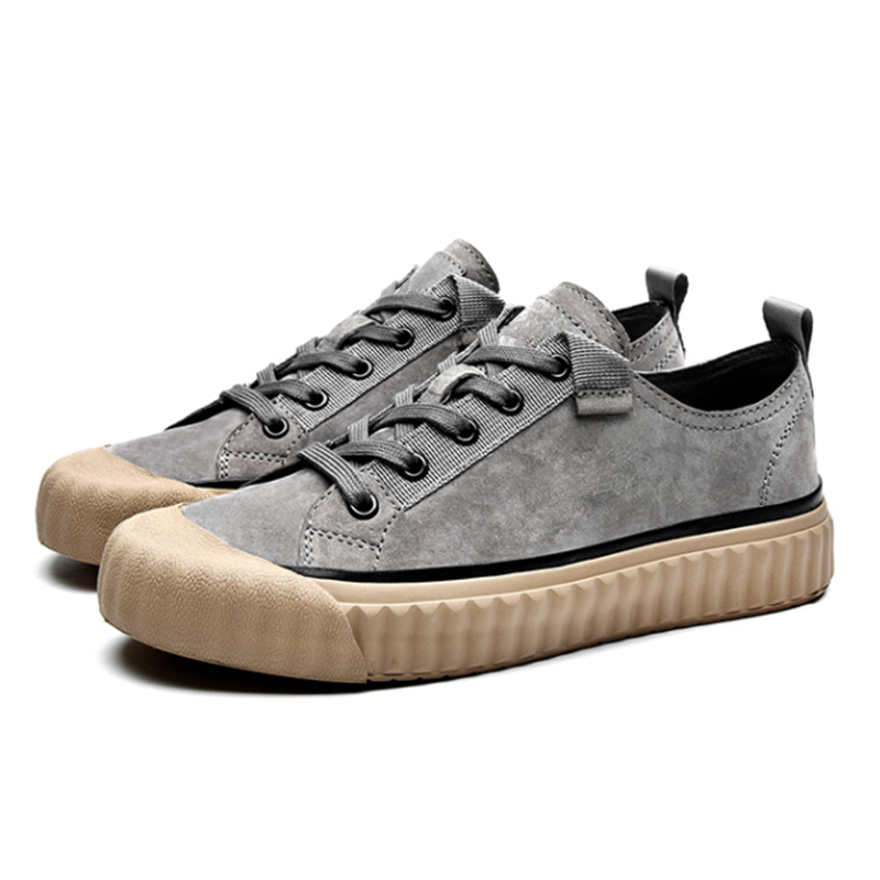 

Ban&cs casual shoes Korean fashion trendy wild breathable simple flat-bottom lace-up men's sneakers, Gray