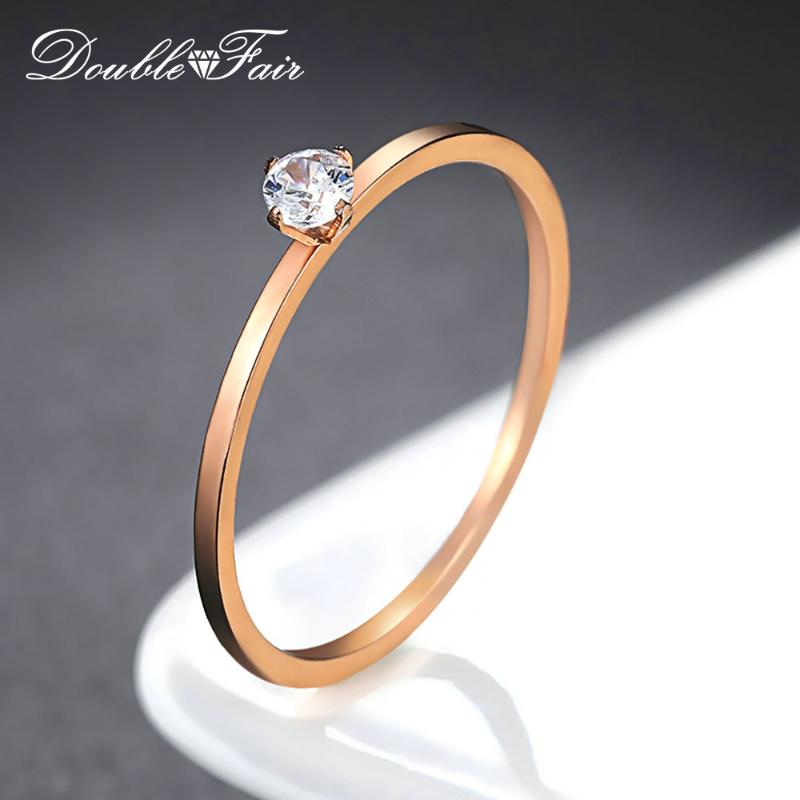 

Wedding Rings Fashion Simple 1 Mm Wide Stainless Steel For Women Girls Crystal Zirconia Polished 2021 Jewelry Ring DWR825, Slivery;golden