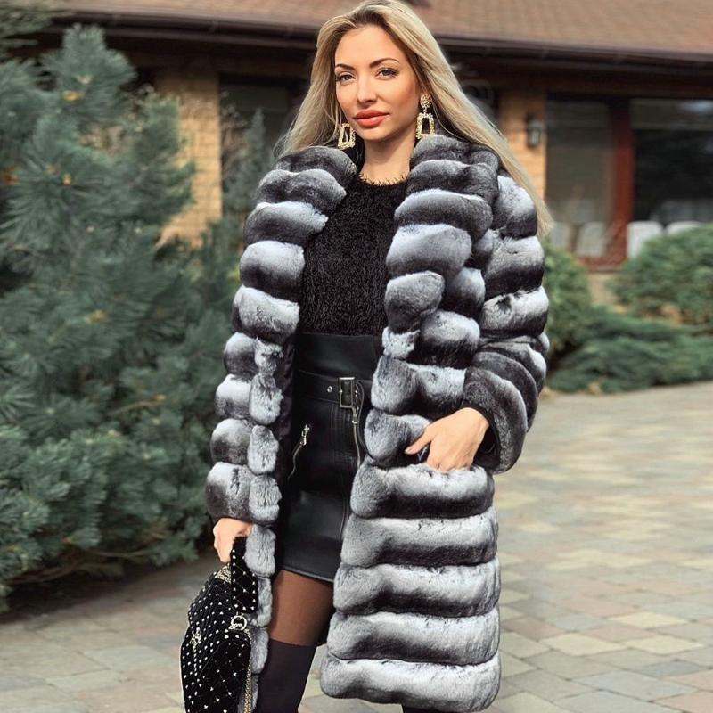 

Women's Fur & Faux Women Natural Rex Coat Winter Fashion Long Overcoat 2021 Trendy Genuine Coats Outwear Female, Black
