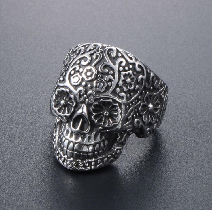 

Titanium steel jewelry vampire skull Band Ring rock punk personality fashion trendy men's gift