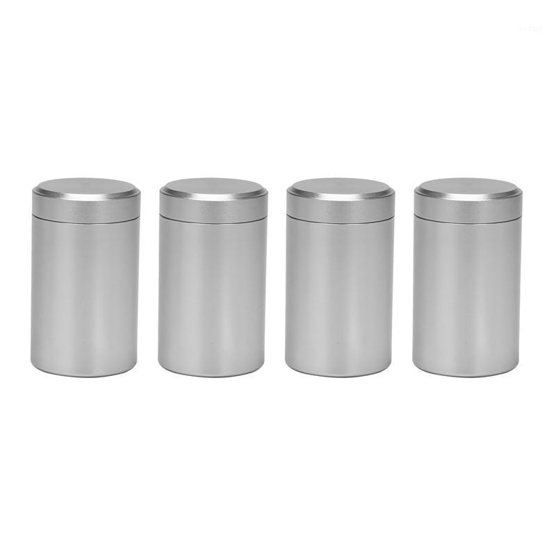 

Storage Bottles & Jars Tea Tins Canister Set With Airtight Lids Home Kitchen Containers For Coffee Sugar Loose Leaf(Silver 92 X 55 4PC/