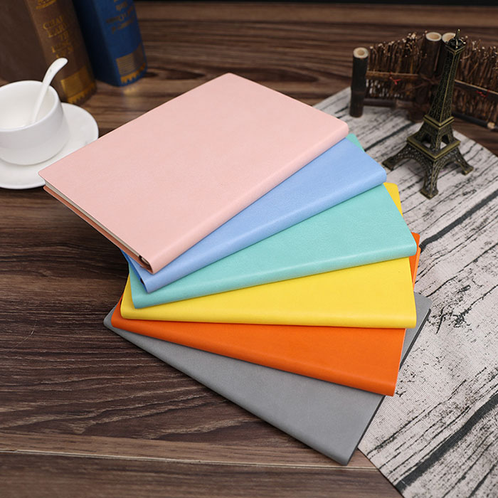 

A5 Multi-color Simple Leather Notebook Horizontal Soft Copy Notepad Office Learning General Minimalist Style, Purple;pink