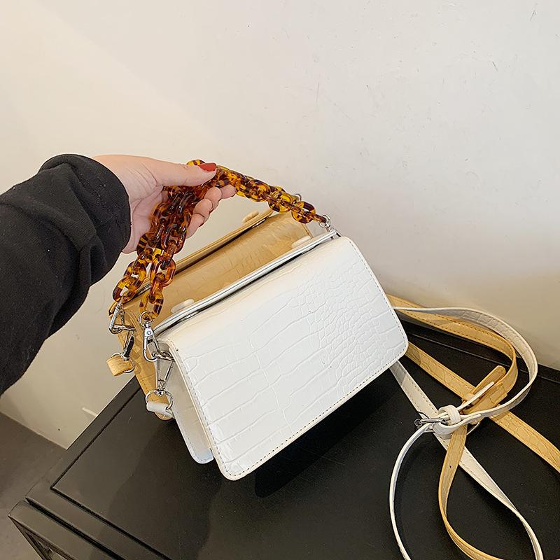 

Evening Bags Vintage Acrylic Portable Chain Designer Handbags Fashion Shoulder Bag Box Leather Small Square Solid Color Messenger