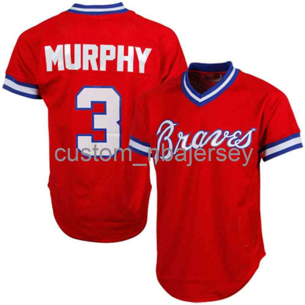 

Custom Dale Murphy #3 Mitchell & Ness 1980 Mesh Jersey Stitched Men Women Youth Kid Baseball Jersey -6XL, Red