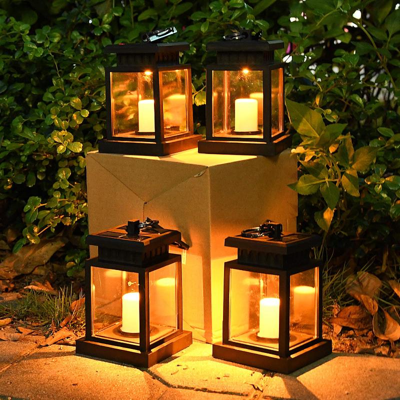 

Solar Lamps Waterproof Garden Candle Light LED Lantern Hanging Outdoor Lamp Powered For Umbrella Tree Patio Lawn Yard