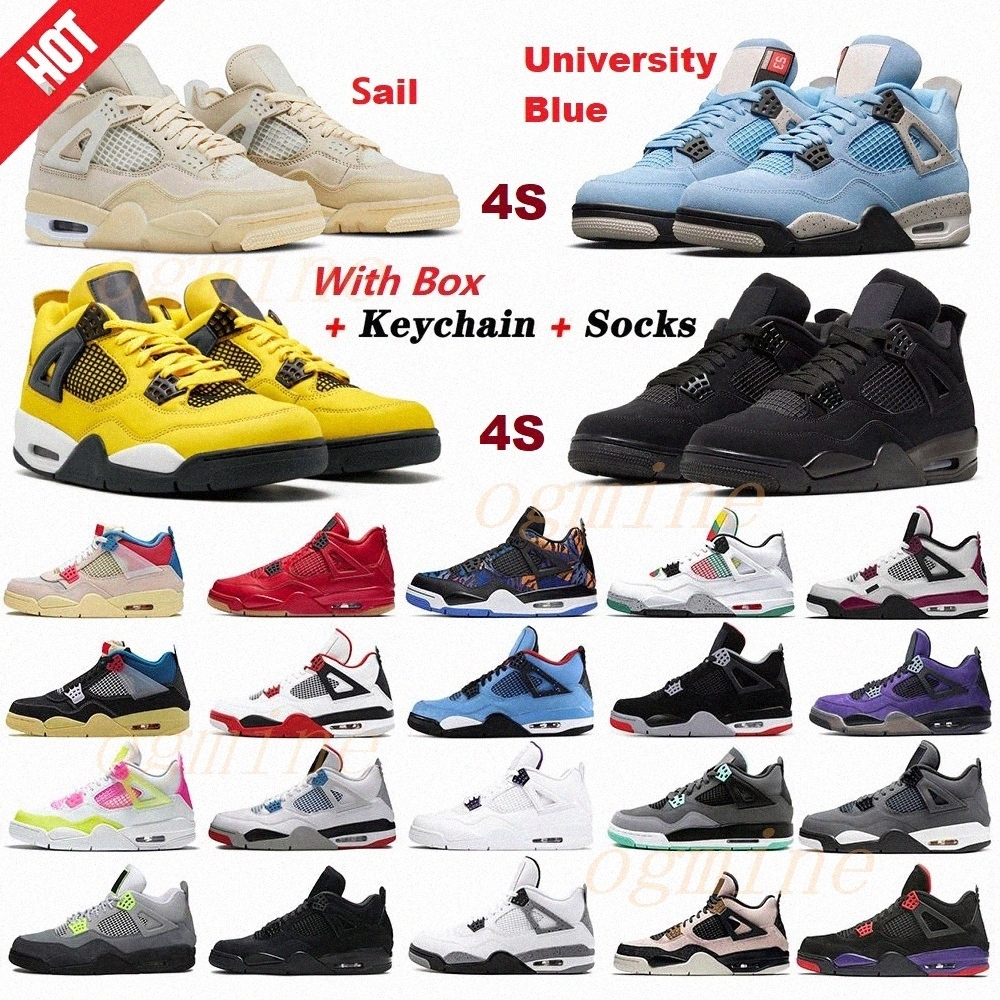 

With Box Jumpman womens mens 4 4s Basketball Shoes University Blue Royal Black White Classic retro Cement Union Sail Fire Red Guava Ice trainers Z5c3#, # .17 [lemon venom 36-40]