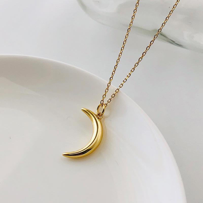 

Pendant Necklaces Joyas Jewelry S925 Sterling Silver Moon Necklace Crescent Collarbone Chain For Women Fashion 2021