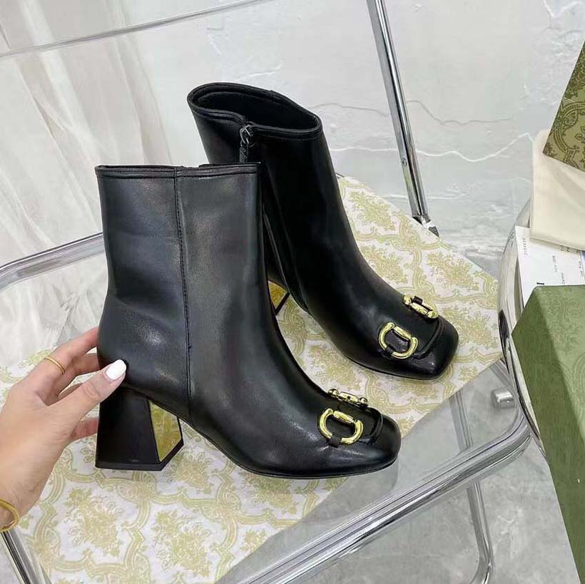 

Fashion Womens Designer Boots Booties ankle boot Shell Toe Martin Black White Rubber Outsole Heel height 7CM Women Shoes, #3